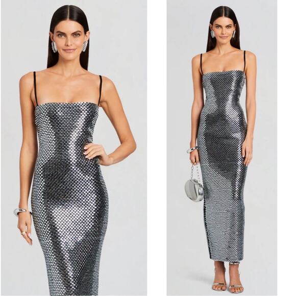 Retrofete Kyree Crystal Embellished Knit Bodycon Maxi Dress Size Small - Picture 3 of 12